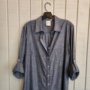 Finley Large 100% Cotton Gray  Button Shirtdress
